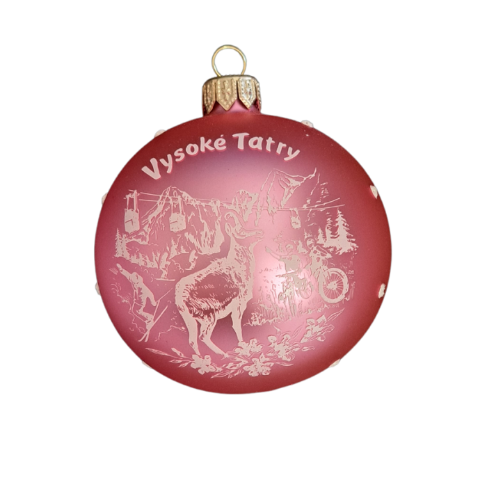 Vianočná gula sklo 8cm ružová - Vysoké Tatry